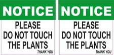 2.5in x 2.5in Notice Please Do Not Touch the Plants Vinyl Stickers Sign Decals
