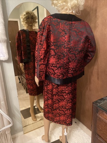 Pure Silk Paris Vogue Original Dress In Original Condition Red And Black Silk - Picture 3 of 16