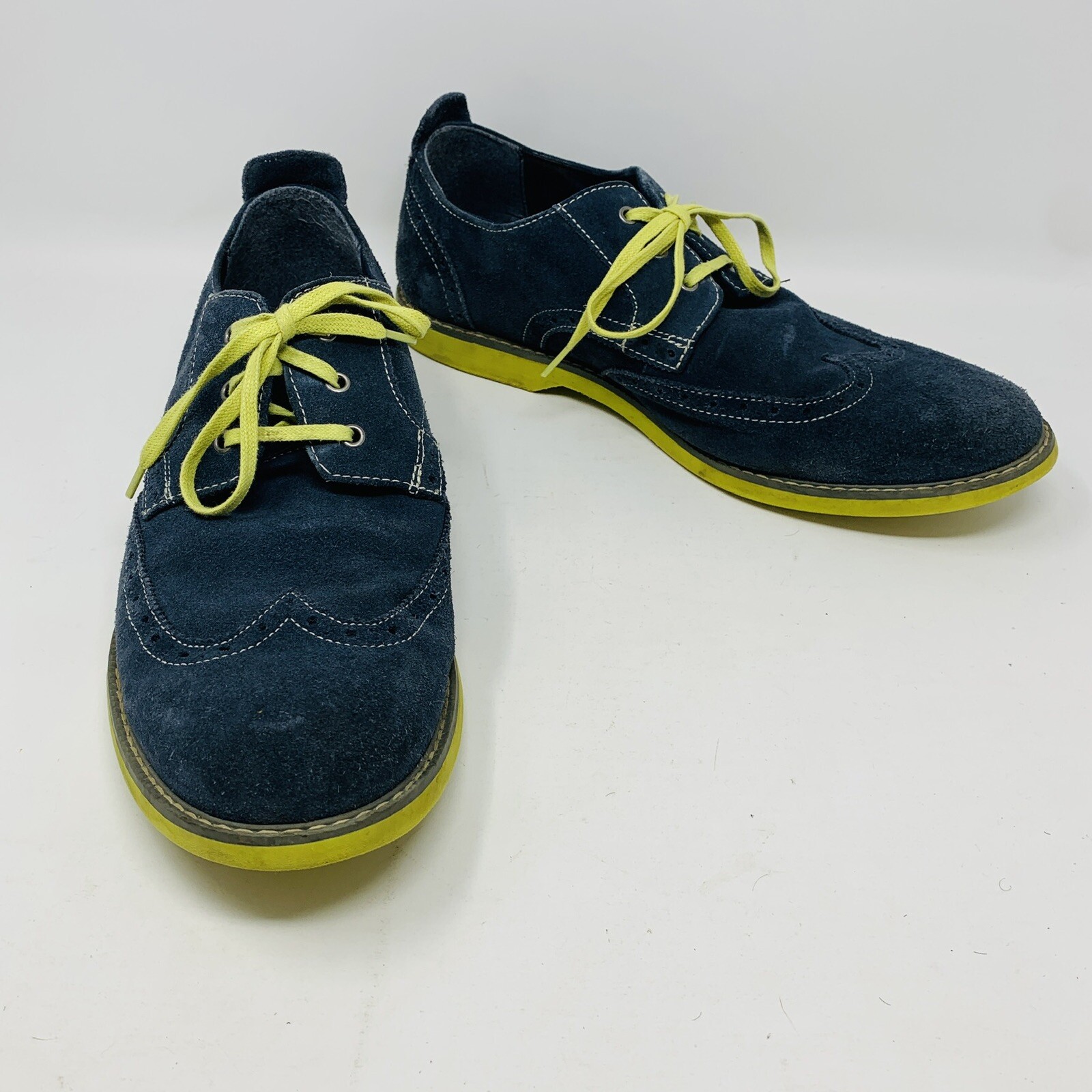 SAOLA FLORSHEIM SCARPE A CODA DI RONDINE blu scamosciato DERBY suola Chartre taglia 12M 15072 492