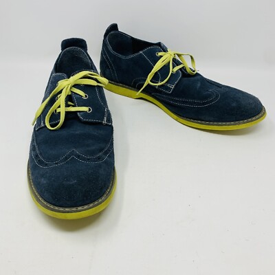 FLORSHEIM WINGTIP SHOES Blue Suede DERBY Chartreuse Sole  display picture 3
