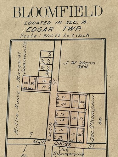 Bloomfield Illinois Edgar Township 1910 map/plot Identified Owners - Picture 3 of 3