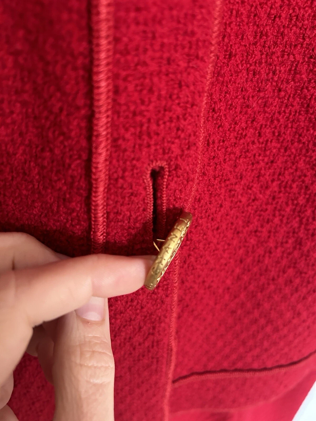 Tuta e giacca lana boucle rosso Chanel Karl Lagerfeld 1992 vintage