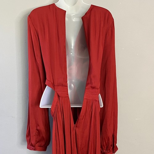 ¡Nuevo! Vestido Banana Republic Factory Twist Front MIDI Óxido Satén Sensación Talla 16ALTO - Imagen 13 de 23
