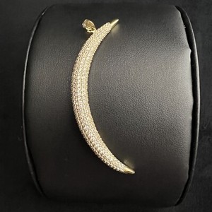 Authentic Modern Crescent Moon Banana White Zirconia Gold Plated Sterling Silver Pendant