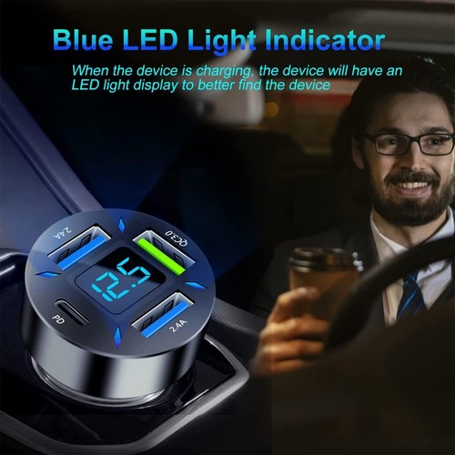 4 Ports Chargeur Voiture Allume Cigare USB Rapide 50W QC3.0&PD Prise USB avec... - Photo 4 sur 7