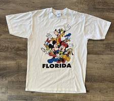 Vintage Mickey Mouse Shirt Size S White Graphic Goofy Minnie Pluto Daisy Donald