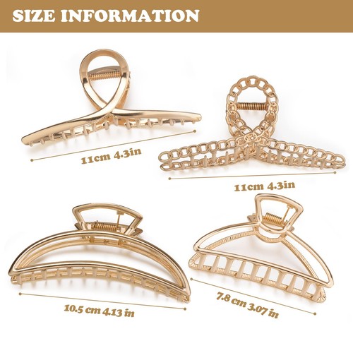 4 Pack Large Metal Hair Clips for Thin to Thick Curly Hair, 4.3 Inch Big Nons... - Picture 3 of 8