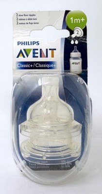 Avent Classic+ Pack of 2 - 1+ Month Slow Flow Bottle Nipples BPA Free