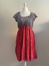 Frugi Dress Women’s Large Maternity/Breastfeeding/Nursing  Red Anchor Striped