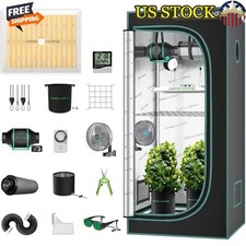 150W LED Grow Light Grow Tent Kit Ventilation System Complete Setup 32x32x63 In