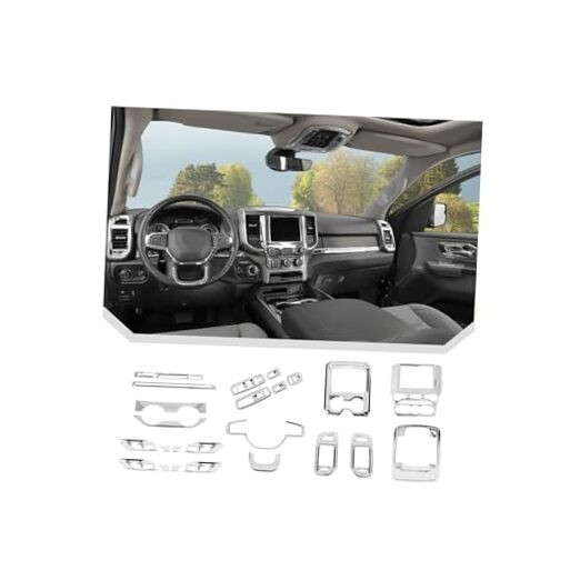 27PCS Chrome Interior Accessories Trim Kit for 2019-2023 Dodge RAM 1500 4-Door 