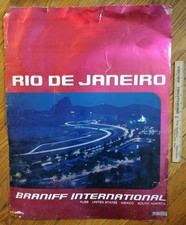 BRANIFF International Airlines RIO DE JANEIRO poster 1960's Foil paper 20x26