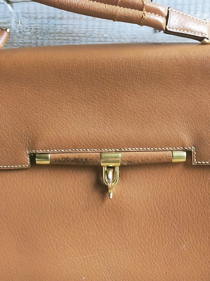 sac vintage hermès cuir camel - Photo 3/4