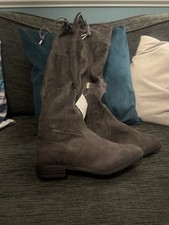 Grey Over The Knee Size 5 Faux Suede Boots Brand New
