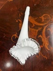 Fenton 10” White Silver Crest replacement Epergne Horn Milk Glass vintage