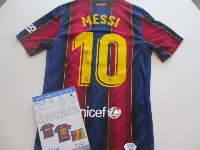 Leo Messi FC Barcelona camiseta firmada signed con COA