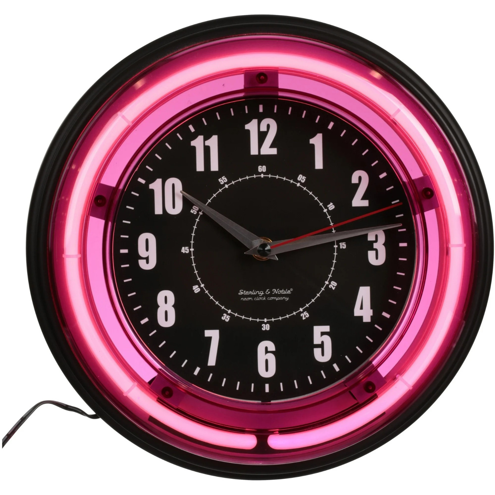 Sterling & Noble Indoor 11" Pink Arabic Neon Wall Clock