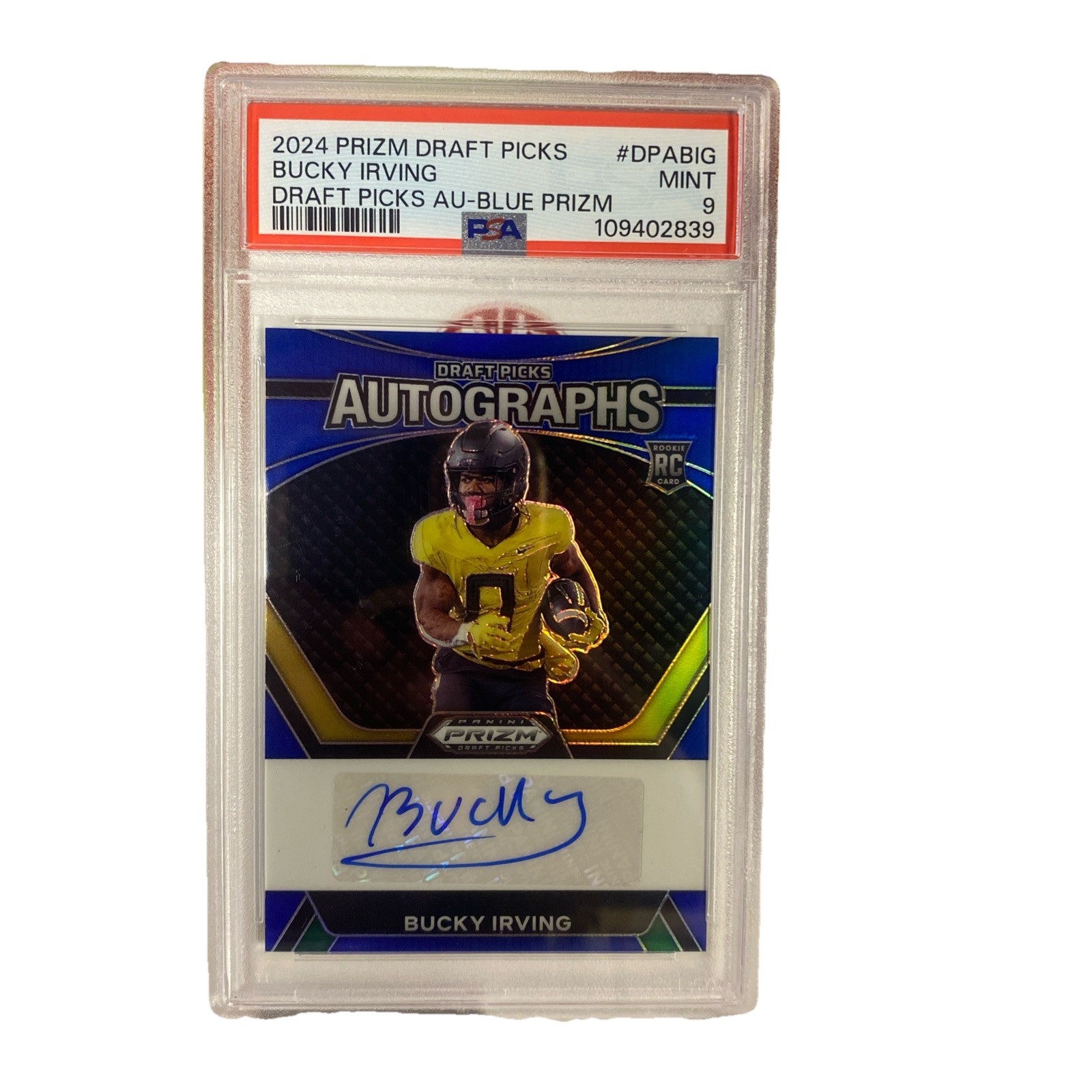 2024 Prizm Draft Picks Bucky Irving Blue Prizm Auto #02/149 RC Bucs PSA 9 POP 2