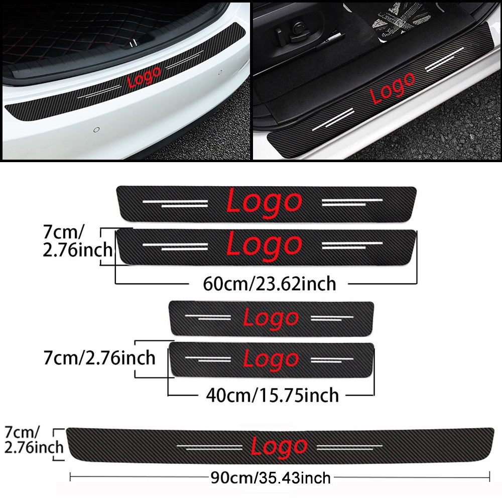 Car Door Plate Sill Scuff Cover Anti Scratch Decal Sticker+Rear Bumper Protector