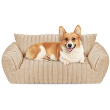 Cute Cat Couch Bed Fluffy Corduroy Fleece Dog Sofa Fuzzy Puppy Chair Non-Slip