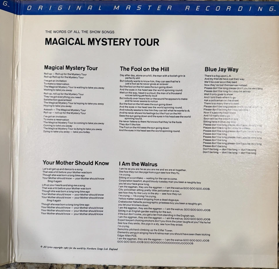 The Beatles Magical Mystery Tour Original Master Recording Vinyl MFSL 1-047 Rare Foto 4 de 4