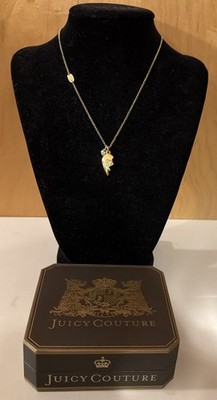 Juicy Couture Half Heart Necklace Gold Tone Metal Chain with Box