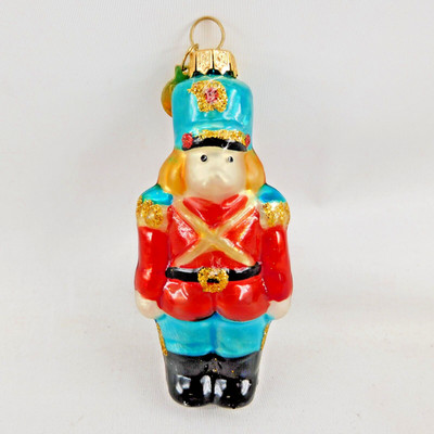 Dept 56 Nutcracker Ornament Toy Soldier Blown Glass 3''H Glitter Trim (A14)