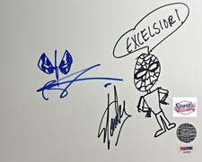 Stan Lee And Rob Liefeld Signed 8x10 W Two Sketches Marvel PSA AE46700