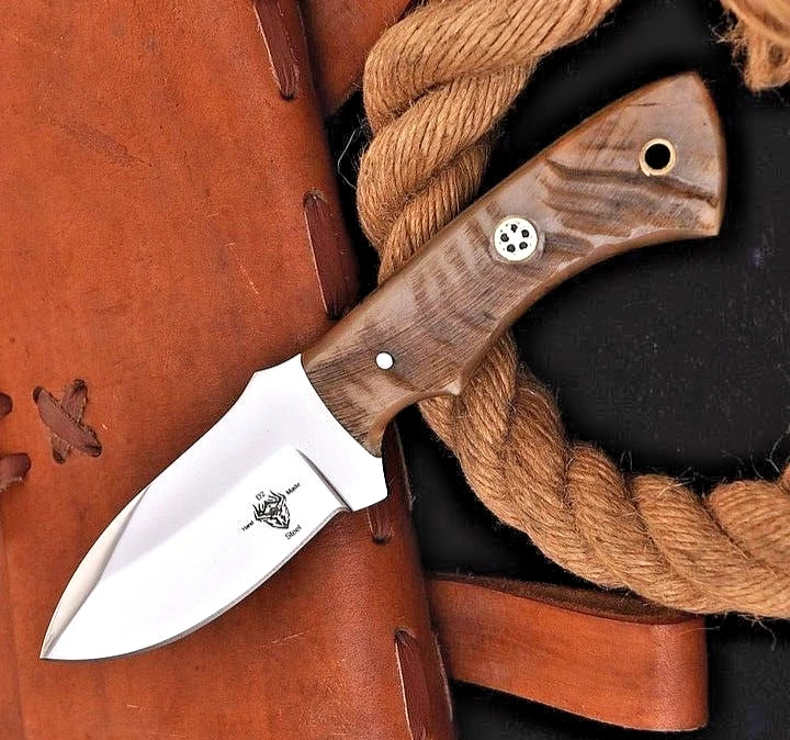 Сделанный на заказ охотничий нож-скиннер из высокоуглеродистой стали с рукояткой из рога UU 52 - Изображение 2 из 4