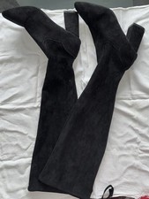 Primark Damen Overknee-Stiefel Wildleder schw...