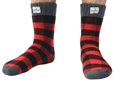 Pudus Boot Sock Lumberjack Red BLK Plaid LARGE Sherpa Lined Men Women Soft Warm