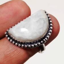 Rainbow Moonstone Gemstone Handmade Fashion Ethnic Gift Jewelry Ring 8" SR 7339