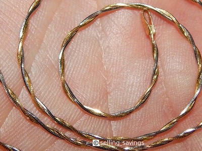 18K GELB & WEISSGOLD ITALIENISCHE DIAMANTSCHLIFF GEFLOCHTENE SCHLANGENGLIEDERKETTE 18 ZOLL