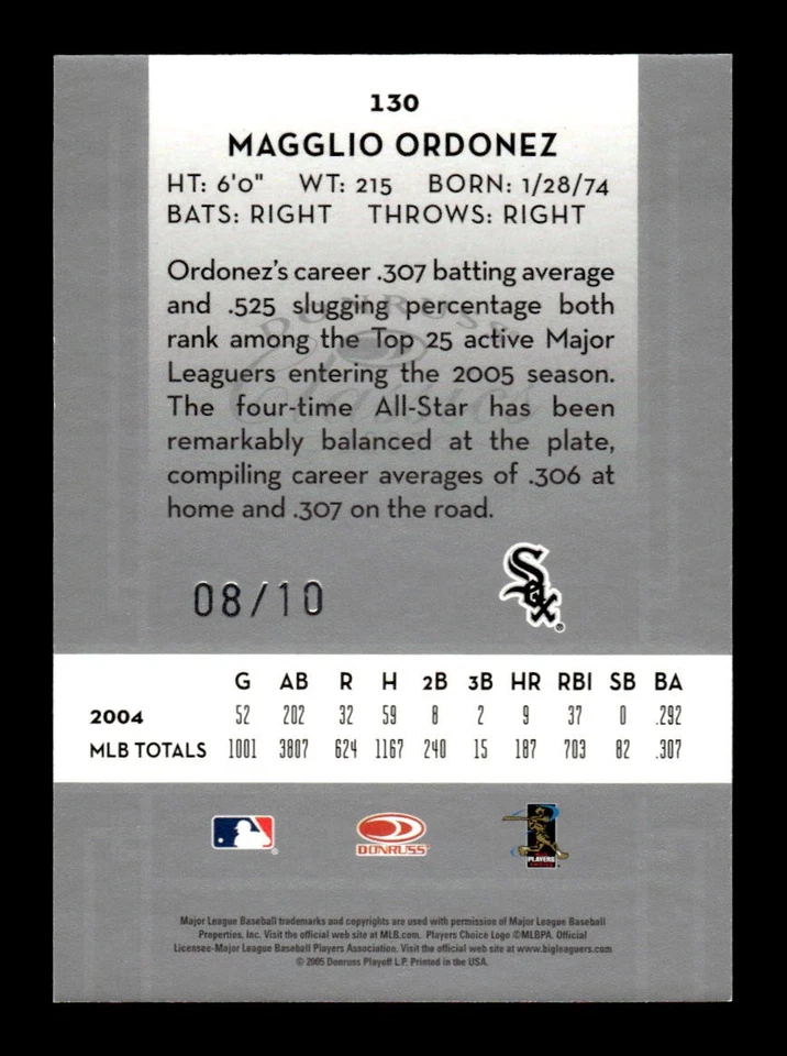 2005 Donruss Classics #130 Magglio Ordonez Significant Signatures Silver #/10 - Image 2 of 2
