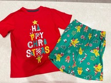 Boys Winter Holiday Christmas Pajamas Set Shorts Shirt Medium 8 10 Cat Jack