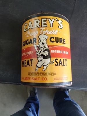 RARE VINTAGE CAREY SALT ADVERTISING TIN 