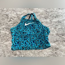 Nike girls swim top size XL cheetah print blue black