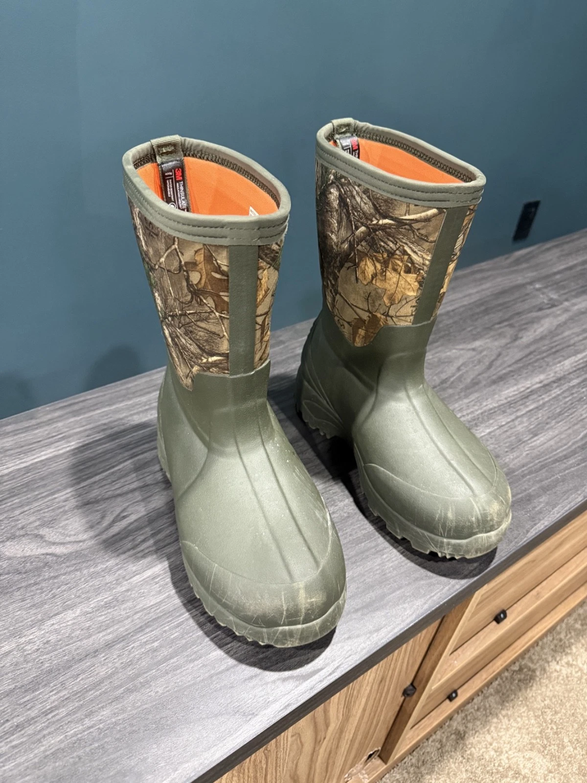Ozark Trail Men’s Rubber Hunting Boots Camo 400g 3M Thinsulate Waterproof Sz 6