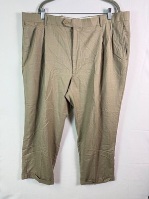 Linea Uomo Mens Dress Pants 100% Wool Window Pane Waist sz 43 Pleated Y2K Career