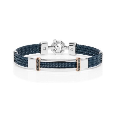 NIB BARAKA BR332091RODN200020 316L Collection Gold Diamonds Bracelet sz 20 cm