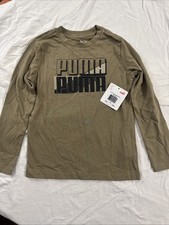 PUMA Boys T-Shirt Shorts Set Size 5 long sleeve olive green