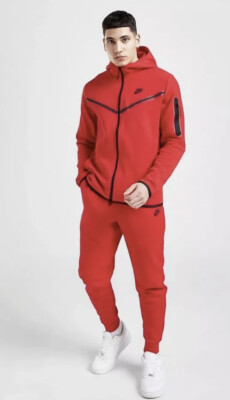 red nike tech fleece set