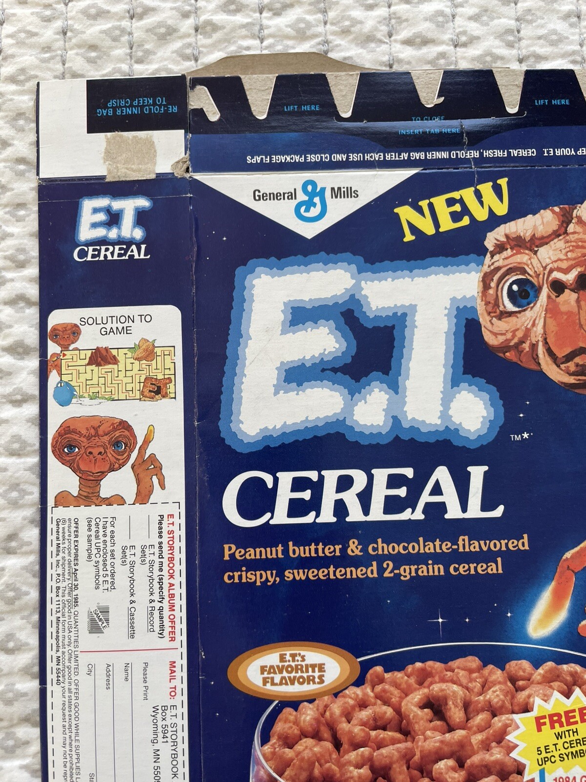 Vintage 1984 General Mills E.T. Empty Cereal Box W/Michael Jackson Series 2