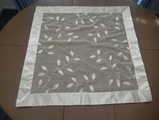 APPROX. 23 1/2" x 33 1/2" GOLDEN SHEER, SATIN LEAVES & TRIM, TABLE TOPPER
