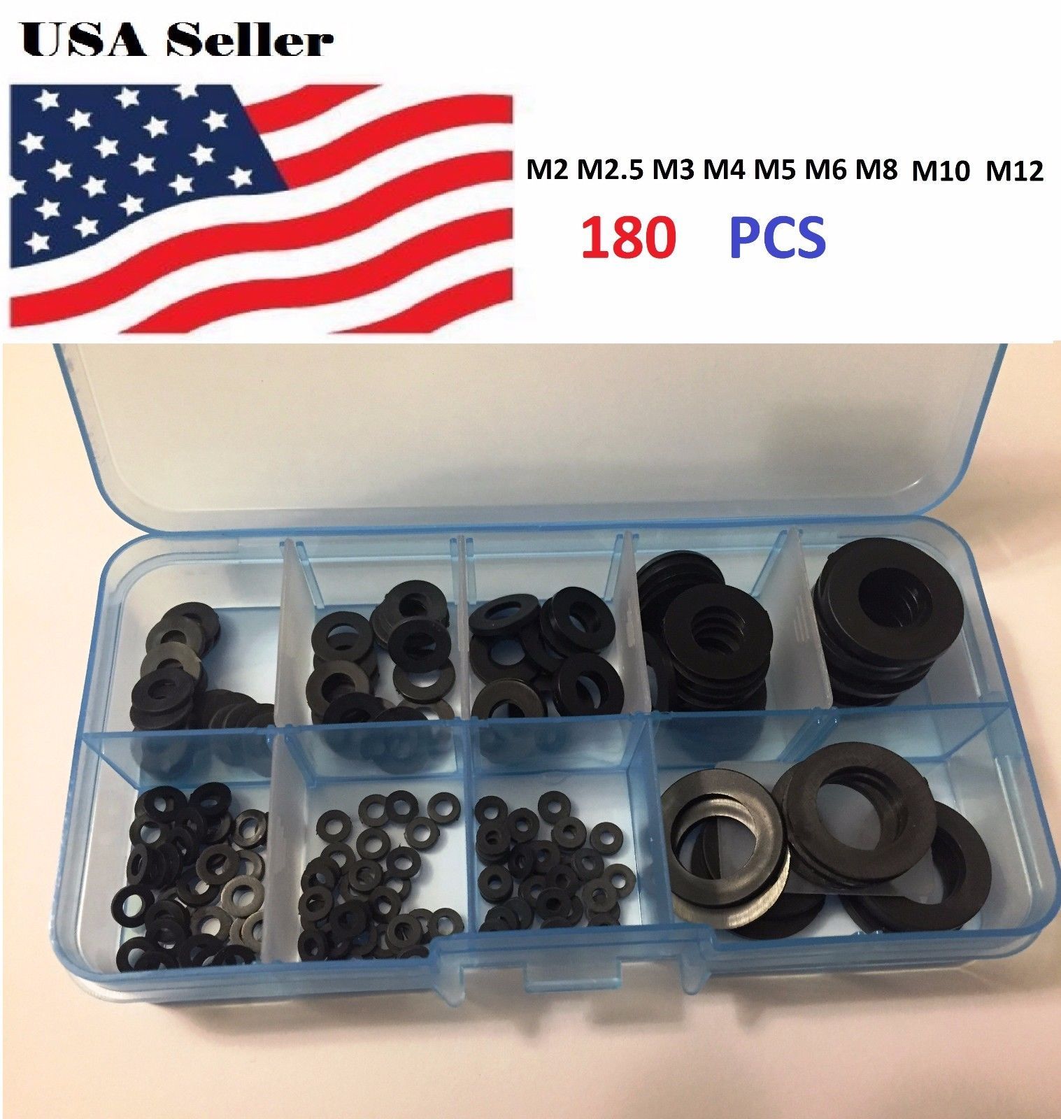 180/250/350/500 pcs/Lot Nylon Washer Assortment Kit eBay