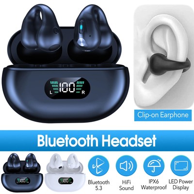 TWS Bluetooth Drahtlose Ohrhörer Ohrclip Knochenleitung Kopfhörer Sport Headset