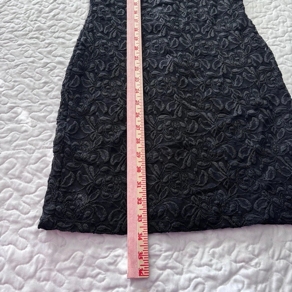 Soprano Black Floral Embroidered Lace Highneck Bodycon Sleeveless Dress size M - Image 3 of 4