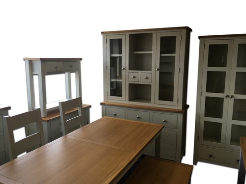 Dorset Glass Display Cabinet Solid Oak Pine in Painted French Ivory Cream - Picture 6 of 6