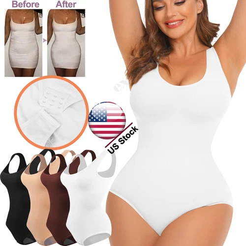 Women's Plus Size Tummy Control Full Body Shaping Slim Leotard Jumpsuit - Picture 1 of 28
