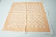 Isaia Peach White Border Coral 100 Cotton Pocket Square Italy New